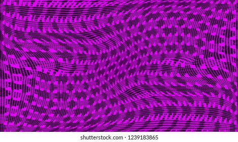 Bright black purple halftone pattern. Soft dynamic lines. Vector illustration with dots. Modern polka dots background. Template for print, fabric, textile, design