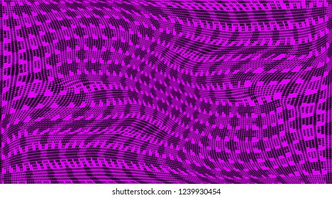 Bright black purple halftone pattern. Soft dynamic lines. Vector illustration with dots. Modern polka dots background. Template for print, fabric, textile, design