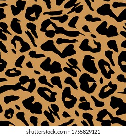Bright and Black Safari pattern background, tiger animal skin print, vector seamless design. African safari leopard animal fur pattern with black spots background, modern decoration