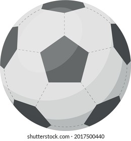 A bright black and white ball for playing football . Classic soccer ball in black and white. A sports accessory. Vector illustration isolated on a white background