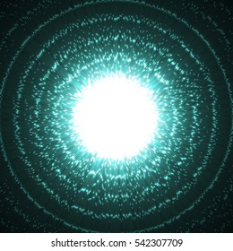 Bright blast in dark. Glowing star light. Vector illustration.