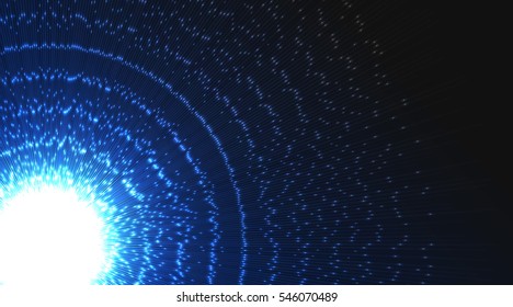 Bright blast in dark. Glowing star light. Vector illustration.