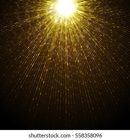 Bright blast in dark. Glowing star light. Vector illustration.