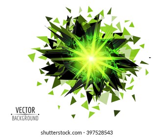 Bright blast in dark. Vector abstract background. Glowing neon light.