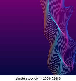 Bright Blend Background Violet Vector. Dynamic Poster. Colorful Line Isolated. Trendy Wave Texture. Iridescent Twisted.