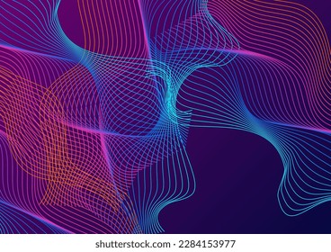 Bright Blend Background Violet Vector. Abstract Illustration. Neon Curve Energy. Cycle Ribbon Texture. Multicolored Creative.