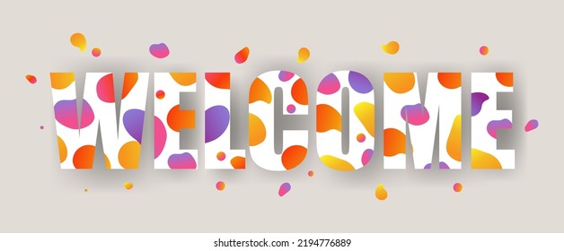 Bright Blobs With Welcome Text With Gradient Mesh, Vector Illustration
