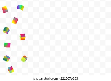Bright Block Vector Transparent Background. Rainbow Structure Element Image. Business Cube Wallpaper. Multicolored Brick Graphic Brochure.