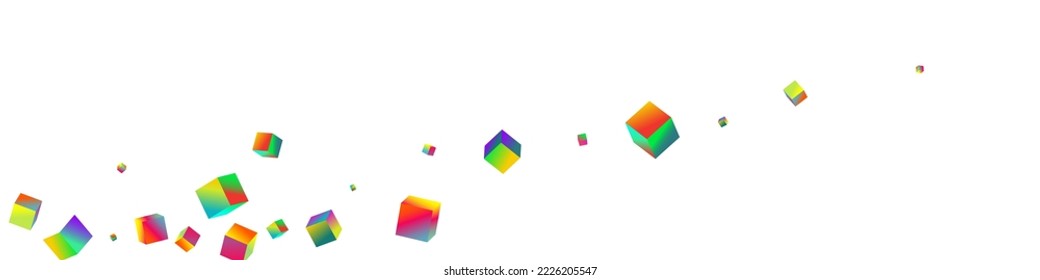 Bright Block Vector White Panoramic Background. Iridescent Abstract Box Paper. Style Cube Template. Gradient Polygon Structure Pattern.