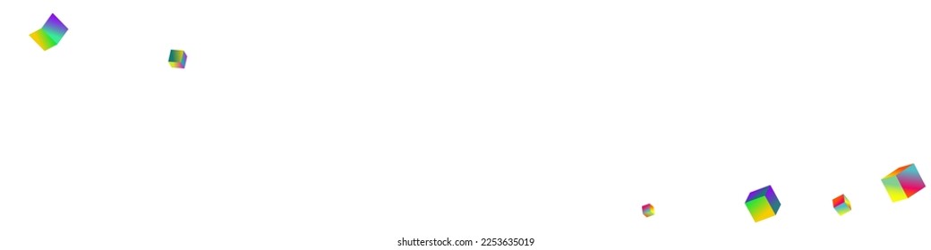 Bright Block Vector White Panoramic Background. Holographic Perspective Confetti Template. Shiny Rhombus Presentation. Gradient Element 3d Wallpaper.