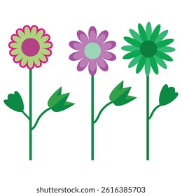 Bright Bloom Flat Flower Vector Art
