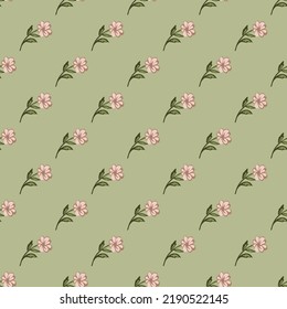 Bright blossom drawing botanical wildflowers pattern, floral wallpaper. Cute flowers seamless background. Vector illustration graphic design for fashion, print, banner.Trendy green pink pastel colors