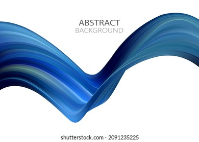 Bright blue abstract background in flowing vector line style, design element