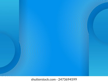 Fondo técnico geométrico abstracto azul brillante con círculos lineales. Vector diseño mínimo