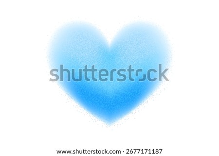 Bright blue abstract hearts with smooth colour transitions and trendy Y2K aesthetics. Grainy, noise vector shapes blurred with a light, airy aura. 