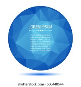 Bright blue abstract polygonal frame isolated on white. Trendy design element. Monochrome background.