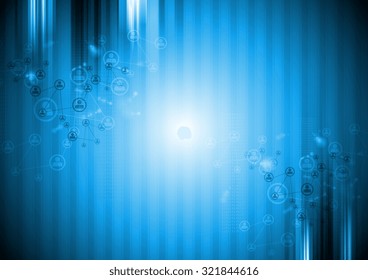 Bright blue abstract technology striped background. Vector design