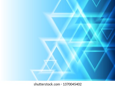 Bright blue abstract triangles geometric tech background. Vector design