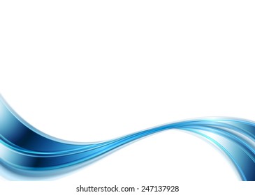 Bright blue abstract wave on white background. Vector design