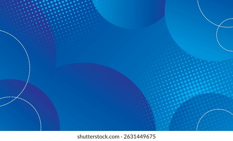 Bright blue abstract wave pattern with circles and smooth lines for a modern digital technology background