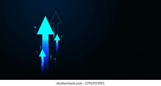 Bright blue Arrows move skyward, illustrating growth, increasing profits, and positive development across Finance and business sectors. and Modern blue Arrows emphasize an upward direction, reflecting growth, increasing revenue, and success in Finance and business strategies.