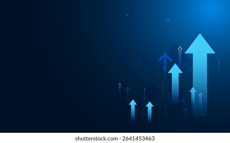 Bright blue arrows of various sizes show positive business growth, momentum, and strategic advancement in a digital landscape. growth Arrow concept vector illustration