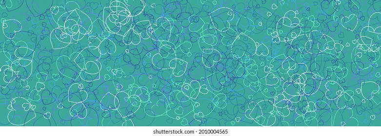 Bright Blue Azure Multicolor Vibrant Art Illustration. Party Silhouettes Vivid Ornamental Fabrics. Neon Violet Turquoise Hearts White Simple Romantic Pic. Colorful Green Love Purple Confetti Style.