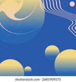 Hellblauer Hintergrund mit abstrakter Form Trendy Circle und Linien an der Ecke, Moderne Bold Flat Style