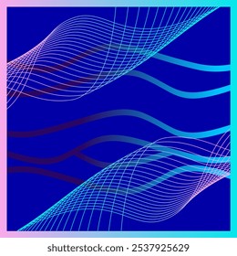 Bright blue background abstract wave vector design optical art on background. Abstract light lines on blue background for printing on your banner, business card, id card, website design, digital appli