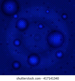 bright blue background of a circular mosaic with shiny rings and flashes of bright light. Vector illustration for design, decoration, presentations