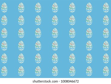 Bright blue background with Easter eggs pattern