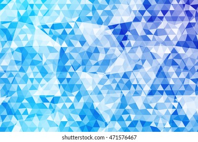 Bright blue background for greeting cards, banners. Crystals of polygonal elements. Vector illustration. For the design of websites, presentations, printing.