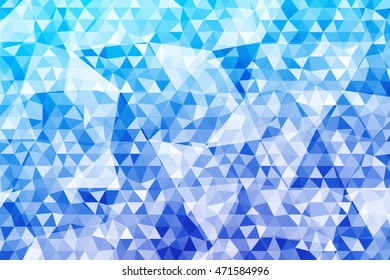 Bright blue background for greeting cards, banners. Crystals of polygonal elements. Vector illustration. For the design of websites, presentations, printing.