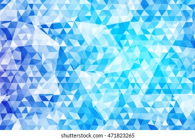Bright blue background for greeting cards, banners. Crystals of polygonal elements. Vector illustration. For the design of websites, presentations, printing.