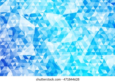 Bright blue background for greeting cards, banners. Crystals of polygonal elements. Vector illustration. For the design of websites, presentations, printing.