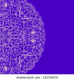 Bright Blue Background with Lace Gold Mandala Ornament