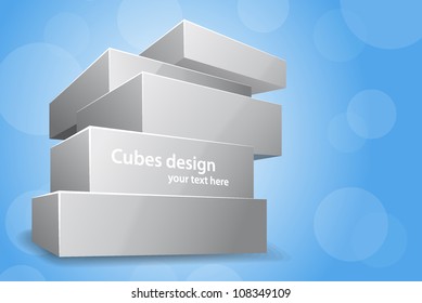 Bright blue background with pile of box