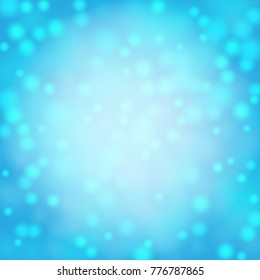 Bright blue background with snowflakes. Vector snowfall winter pattern. Snow falling illustration for Christmas design