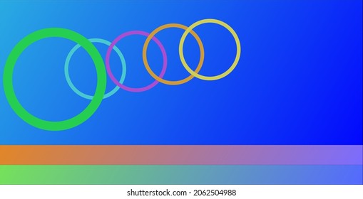 fondo azul brillante con dos líneas de gradiente suave. alegres brazaletes redondos de colores pastel. ilustración vectorial 