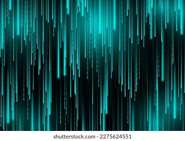 A bright blue beam moves down. Sparkling neon particles. Futuristic information flow. Data transfer. Digital technology concept. vector illustration