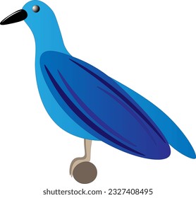 Bright blue bird, children's drawing