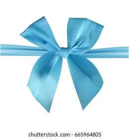 Bright blue bow isolated on white background