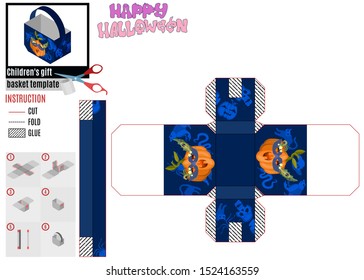 bright blue box with a funny pumpkin children's gift