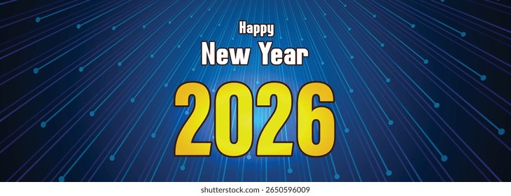 Bright Blue Burst 2026 New Year Banner with Modern Typography and Energetic Vibe