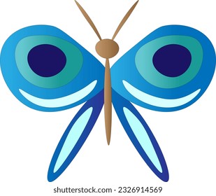 Bright blue butterfly, children's drawing