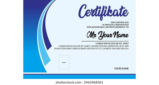 Plantilla de certificado azul brillante para el negocio de los premios y otros