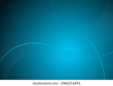 Bright blue circular lines abstract geometric tech background. Minimal vector design