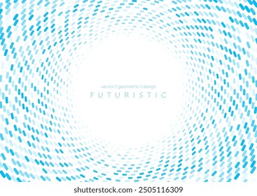 Fondo geométrico abstracto de la tecnología de líneas punteadas circulares y espirales azules brillantes. Diseño minimalista futurista de Vector