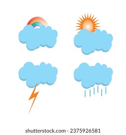 Conjunto de iconos de la nube azul brillante