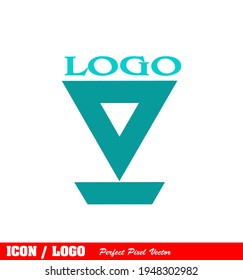 bright blue color triangle logo flat design for product, company, community etc.